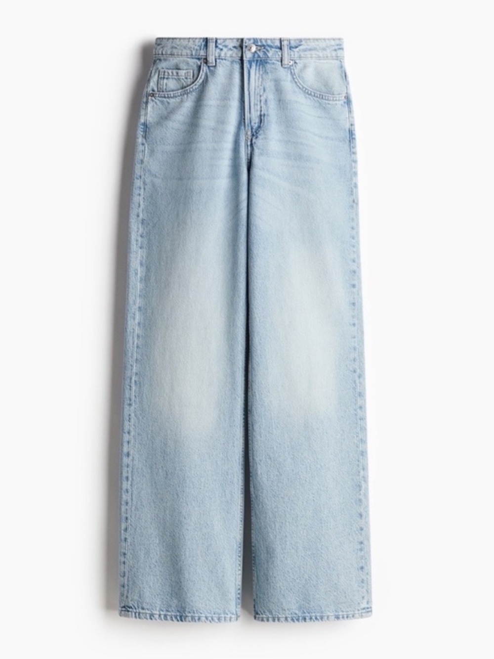 H&M High Rise Wide Leg Straight Balloon Light Blush Washed Distressed Jeans 6